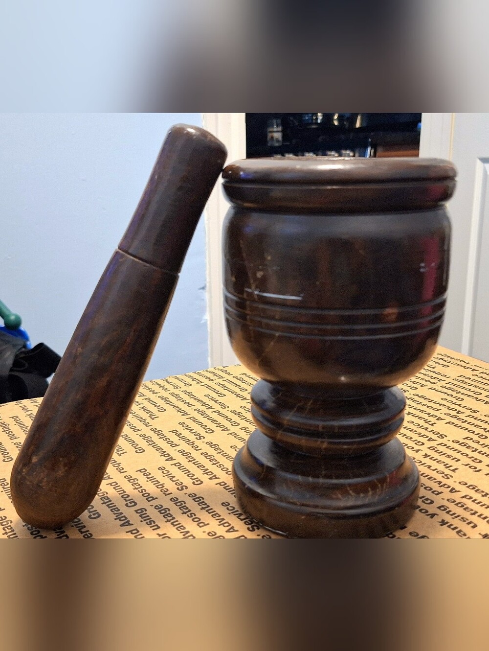 ANTIQUE Wood Mortar & Pestle